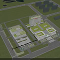 Modern Hospital Building With Glass Curtain Walls Streamlined Exterior Surrounding Lawn Trees And Entrance Area