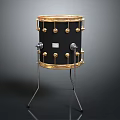 High Quality Black Percussion Drum with Golden Rim and Metal Stand Musical Instrument for Performance