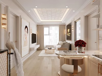 Modern Luxury Beauty And Hair Salon With Bright Soft Tone Elegant Comfortable Interior Design 3d model
