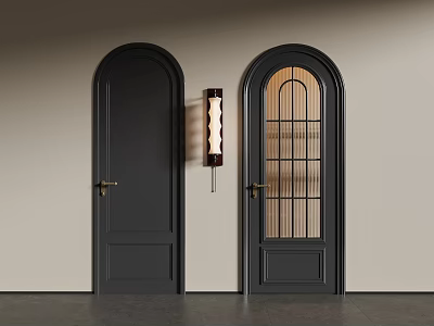 French Middle Style Single Door Bedroom Door Bathroom Door 3d model