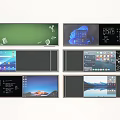 Wall Featuring Multiple Displays Showing Various Digital Contents And Scenic 3d model
