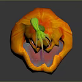 Halloween Pumpkin Game Movie Character With Orange Body Green Stem And Carved Evil Face