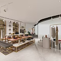Modern Fashion Store Interior With Open Space Clothing Display Racks Checkout Counter And Seating