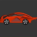 Red Sports Car With Black Stripes and Sleek Aerodynamic Design 3D Render Shiny Surface