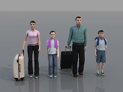 Background Characters Backpack Pull Luggage Schoolbag Pull luggage box Travel to school Travel Walking Travel Roaming Scene Animation 3d model