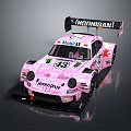Pink HARIBO Racing Car With Number 43 Rear Spoiler And Sponsor Logos