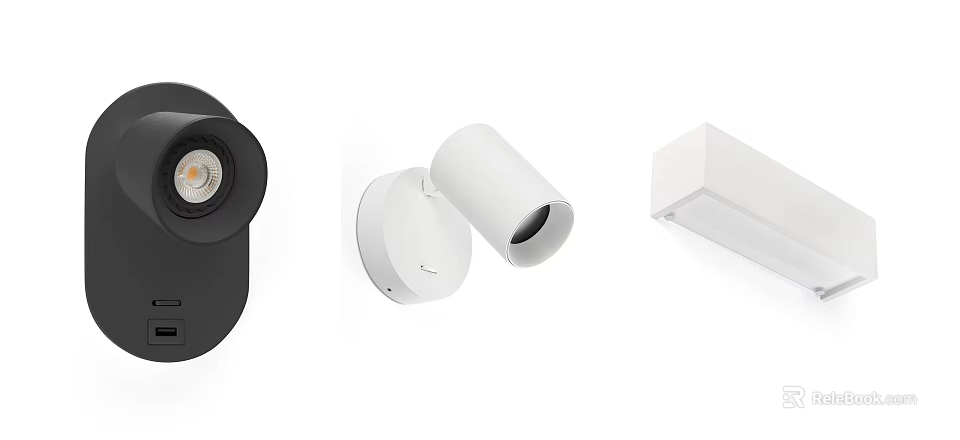 Modern Wall Lamps with Various Sleek Designs in Black and White for Contemporary Interior Decor 3d model 
