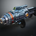 Futuristic Sci Fi Weapon With Metallic Design Glowing Orange Ring Mechanical Structure And Scope 3d model