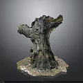 Decorative Plant With Natural Tree Stump Shape Green Moss Texture And Artistic Base