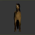 Realistic Brown Reptile With Black Mane And Tail Standing On Gray Background