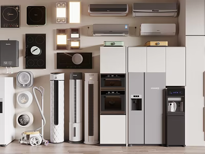 Smart Machines Featuring Home Appliances Refrigerator Oven Air Conditioner Vacuum And More 3d model