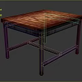 Square Red Striped Table With Purple Crossed Legs Home Furniture Design
