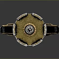 Decorative Sword With Ornate Gold Black Design Spiked Top And Red Gemstone