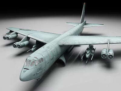 Gray Military Bomber Aircraft With Four Engines And Weapon Mounts 3d model