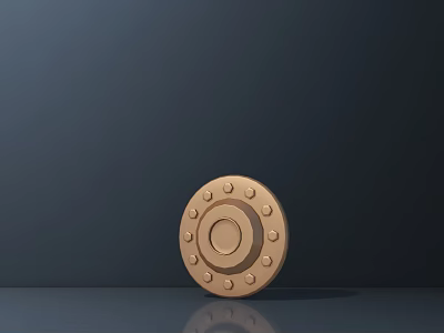 Intricate Golden Circular Sculpture Carving with Decorative Dots and Reflective Surface 3d model