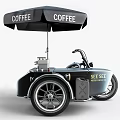 Stylish Mobile Coffee Tricycle With Coffee Umbrellas And Branded Signage