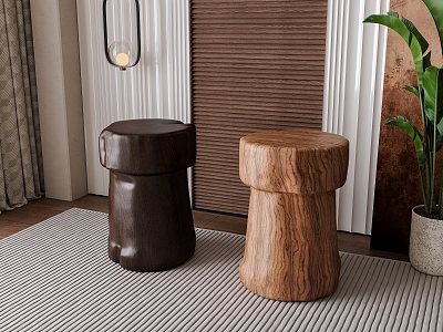 Wind solid wood stool combination model