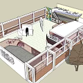 Art Exhibition Interior Layout With Stands Exhibits Green Tree Floor Displays And Visitors