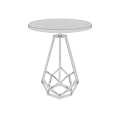 Modern Coffee Table With White Marble Top And Geometric Chrome Base Design