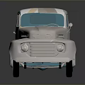 Vintage Classic Pickup Truck With White And Turquoise Body And Red Wheels