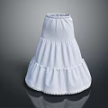 Elegant White Layered Skirt With Ruffled Hem And Lace Trim Details