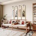 New Chinese-style Lohan Bed 3d model