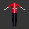 Red Military Style Uniform Mannequin With Golden Trims Black Trousers And White Gloves