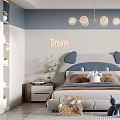 Cozy Kids Room Featuring Bear Ear Headboard Blue Gray Walls Dream Decor Desk And Chair