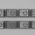 Metal Fences Featuring Various Grid Striped and Circular Cutout Designs Displayed in Rows