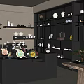 Tea Specialty Store Modern Exterior With Glass Doors Interior Display Shelves And Green Plants