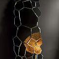 Modern Decorative Mirror With Multiple Hexagonal Panels Featuring Gold Textured Sections For Contemporary Interior Design 3d model