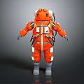 Protective Orange Spacesuit With Helmet Gear Reflective Strips And Boots