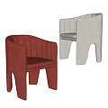 Modern Red and Beige Accent Chairs with Padded Seats Unique Leg Design and Armrests