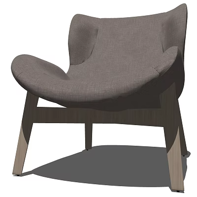 Stylish Modern Leisure Chair Featuring Curved Fabric Seat And Wooden Legs Design 3d model