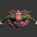 3D Character With Pink Hair In Floral Outfit Green Leaves And Petal Skirt