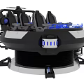Futuristic Sci Fi Machine Featuring Blue Lights And Circular Base Design