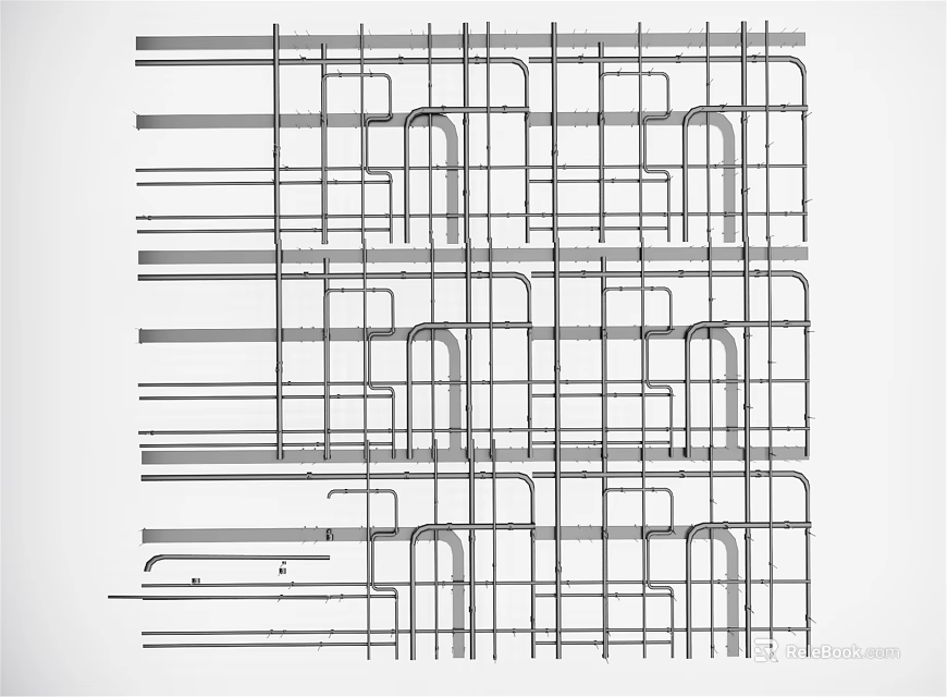 Industrial Pipe Network System With Structural Layout And Interconnected Metal Tubes 3d model 
