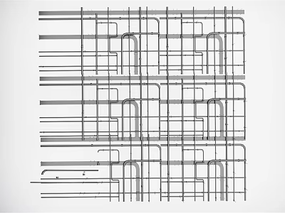 Industrial Pipe Network System With Structural Layout And Interconnected Metal Tubes 3d model