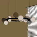 Modern Chandelier With Black Circular Frame And Multiple Spherical Glass Bulbs 3d model