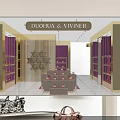 Elegant DUOHUA VIVINER Store Interior With Purple Walls Golden Decorations And Shoe Displays