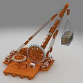 Orange Industrial Crane Equipment With Gear Mechanism Boom Lifting Cage And Wheels