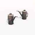 Vintage Metal Oil Cans With Rustic Design And Retro Handles On White Background