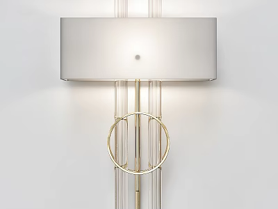 Elegant Modern Wall Lamp With Rectangular Shade And Gold Circular Accent 3d model