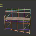 Heavy Duty Construction Scaffolding With Metal Frame Platform And Red Supports
