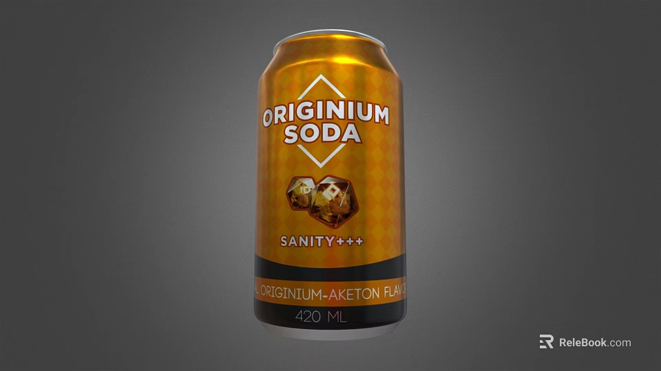 ORIGINIUM SODA Golden Can Sanity 420 ML Refreshing Carbonated Soft Drink 3d model 