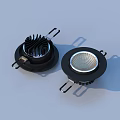 LED Downlights And Spotlights With Black Housing Heat Sink And Mounting Brackets