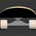 Black Skateboard Deck With Wooden Edge White Wheels And Red Blue Accents
