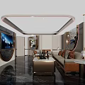 Luxurious KTV Interior Design With Plush Sofas TV Screen Marble Floor And Modern Lighting Decor