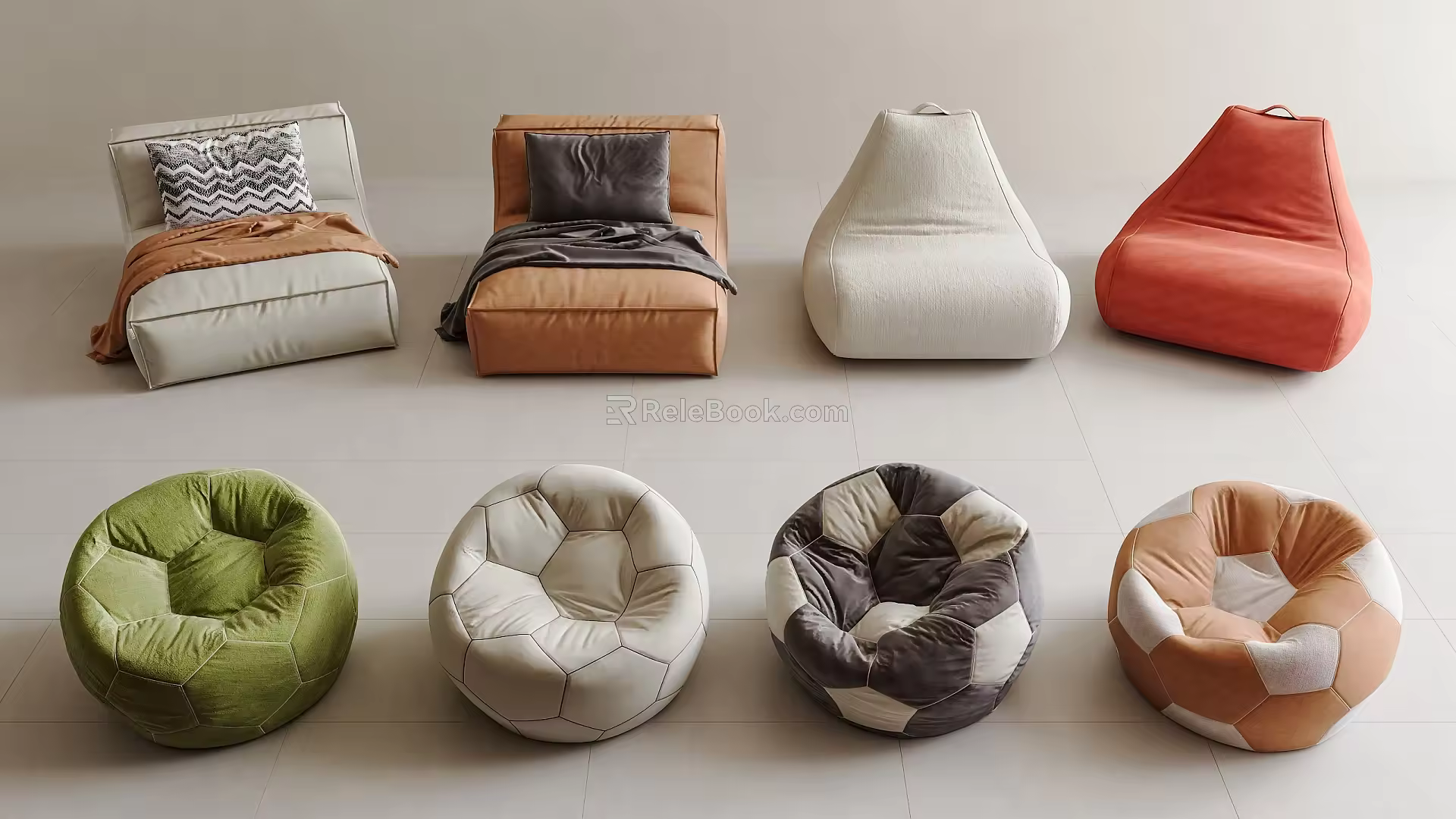 Modern Lazy Sofa Single Sofa Casual Sofa Fabric Single Sofa Lazy Sofa Bean Bag Casual Sofa 3d model