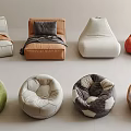 Modern Lazy Sofa Single Sofa Casual Sofa Fabric Single Sofa Lazy Sofa Bean Bag Casual Sofa 3d model
